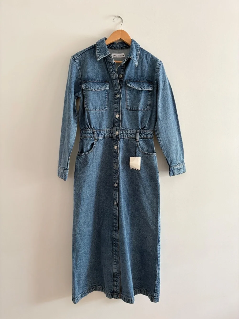 Zara Denim Midi Dress NWT Long Sleeve Stampede Rodeo Size Small - Picture 7 of 10